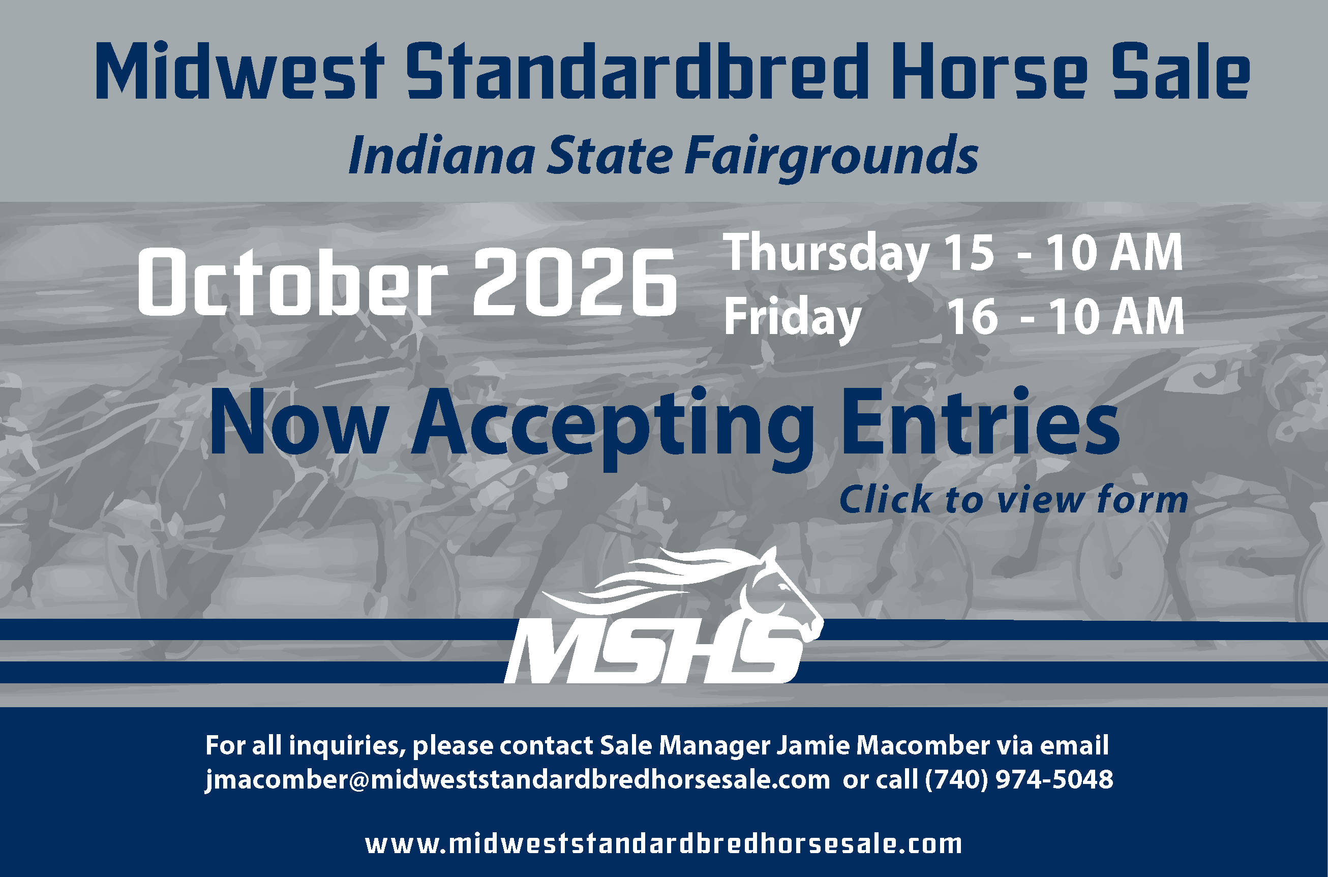 Midwest Standardbred Horse Sale Now Accepting Entries for October 15 & 16, 2026 Sale